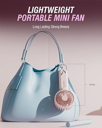 SABRENT ChillyPop Mini Portable Fan with Hanger, USB-C Rechargeable Handheld Personal Fan, 3 Speed Quiet Mini Cooling Fan, Up to 8H Runtime for Travel, Office, Bedroom, Camping in Rose (HF-M2WH-RSE) thumbnail 8