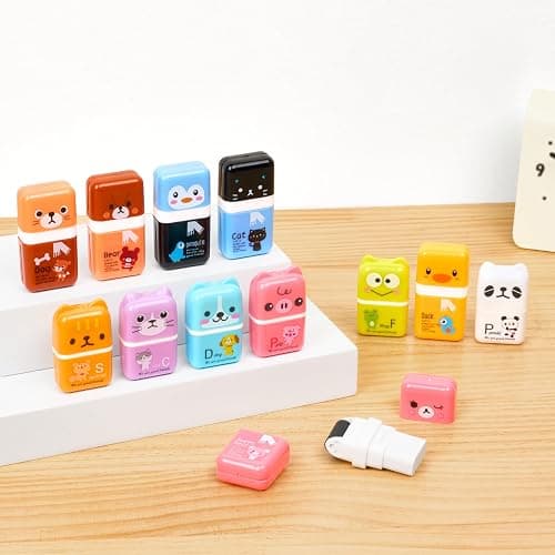 Sooez 12 Pack Pencil Erasers, Cute Erasers Pencil Eraser with Clean up Roller Pencil Eraser Shaving Roller Case Erasers for Party Favors Gift Supplies thumbnail 2