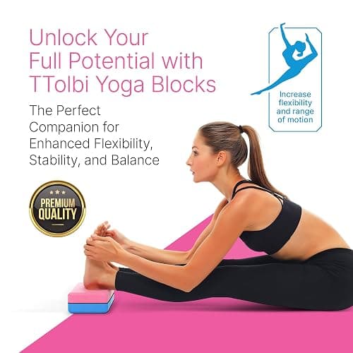 Yoga Blocks 2 Pack with Strap and Guide – Soft Non-Slip EVA Foam Blocks | High-Density Pilates Blocks for Home Workouts, Dance, Ballet, Gymnastics & Stretching Exercise, Dance Accessories and Gifts thumbnail 2