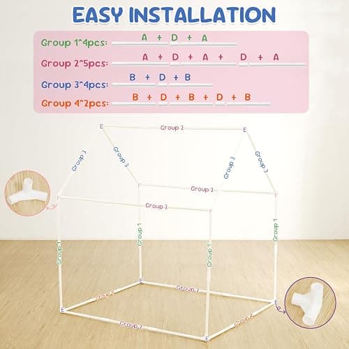BSHAPPLUS Pink Tent for Kids Indoor, 1 to 3-Year-Old | Durable Oxford Cloth & 15.79mm Thickened Support Poles More Stable, Breathable Window & Inside Pockets, 41"L × 39"W × 50.4"H thumbnail 7