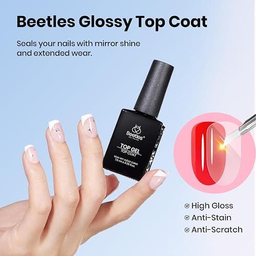 Beetles Gel Top Coat, Matte Top and Base Coat Set, 3 Pcs 10ml Glossy Matte No Wipe Long Lasting Basic Combination Soak Off LED Nail Lamp Art DIY Design Gifts for Women thumbnail 4