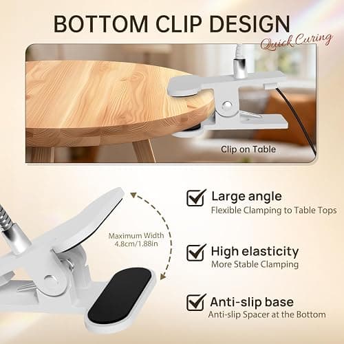 AORAEM U V Nail Lamp,Sliver 3W U V Light for Nails 35NM U V Gel X Nail Lamp with Gooseneck and Clamp for Gel Nail (AA-Silver) thumbnail 8