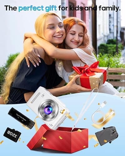 Digital Camera 4K Autofocus Vlogging Camera for Photography with 16X Zoom Anti Shake, 32GB Card, 48MP Compact Portable Point and Shoot Camera Gift for Kids Boys Girls Beginner（White） thumbnail 7