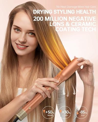 [Dual Voltage] webeauty 6 in 1 Hot Air Styler, High-Speed Negative Ionic Hair Dryer with Auto Curlers, Professional Blow Dryer Brush, Diffuser, Volumizer Multiple Styling, No Heat Damage thumbnail 4
