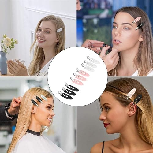 JeoPoom Hairpin[9 Pcs], No Bend Hair Clips, No Crease Hair Clips Pin Curl Clips, Makeup Seamless Hair Clip Clamps for Girl Woman Makeup Bangs Hair Styling(Pink, White, Black) thumbnail 5