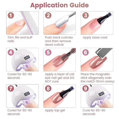 RARJSM Nude Glitter Cat Eye Gel Nail Polish Set 6Pcs Ceramics Pink Light Purple Brown Velvet Shimmer Smoothie Cateye Gel Polish with Magnetic Stick UV LED Curing Require Home Salon Nail Design thumbnail 8