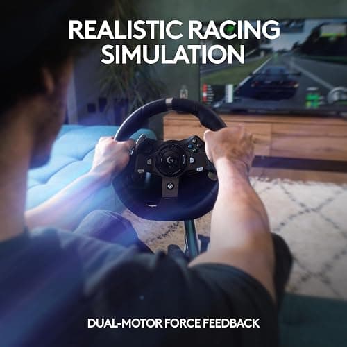Logitech G G920 Driving Force Racing Wheel and Floor Pedals, Real Force Feedback, Stainless Steel Paddle Shifters, Steering Wheel Cover for Xbox Series X|S, Xbox One, PC, Mac - Black thumbnail 2
