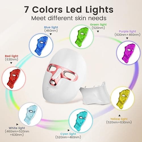 Red Light Therapy Mask for Face & Neck, LED Face Light Therapy,USB C Rechargeable,Infrared Mask for Home Working Travel Yoga (Blush) thumbnail 3