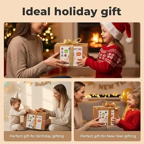 Light Table for Kids -Sand Painting Light Box All-in-One Sandbox Alternative with Tracing Light Box, 10 Dimming Levels & 50+ Pieces(USB) thumbnail 6