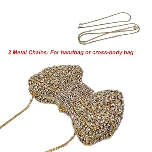 HUANG ZHUANG Bowknot Luxury Crystal Clutch Women Glitter Rhinestone Evening Bag for Party Wedding thumbnail 5