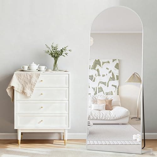 NEUWEABY Full Length Mirror 58"x18" Arch Floor Mirror with Stand Arched Mirror Full Body Mirror White Standing Hanging or Leaning Against Wall for Bedroom Entry, Bedroom, Living Room thumbnail 6
