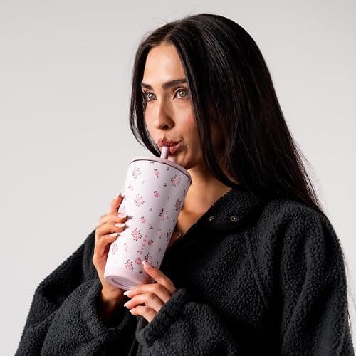 HydroJug Everyday Tumbler 20 oz – Ceramic-Lined Insulated Tumbler with Straw and Soft-Touch Lid, Cup Holder Friendly, Double-Wall Vacuum Insulation, Reusable Travel Cup – Wildrose thumbnail 6