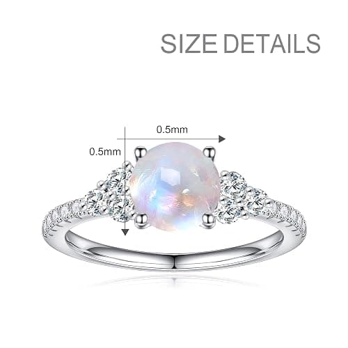 LELOUCHY Authentic Moonstone Ring - Sterling Silver Rainbow Moonstone Ring for Women thumbnail 5