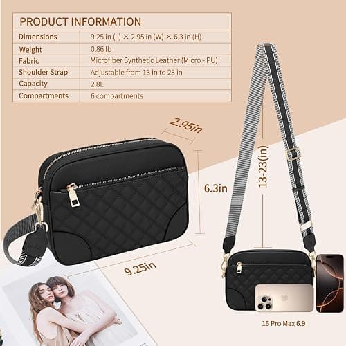 FYY Small Crossbody Bags for Women Quilted Vegan Leather Crossbody Purses for Women Travel with Adjustable Shoulder Strap thumbnail 4