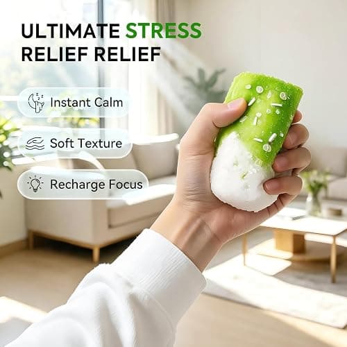 Elitevia Matcha Toast Food Squeeze Toys for Stress Relief | Silicone Squishy Stress Ball for Office Desk, Anxiety Relief Fidget Toy for Adults, Kawaii Food Design thumbnail 3