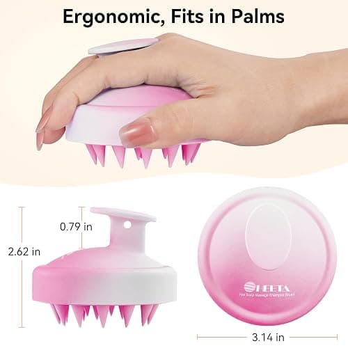 HEETA Scalp Massager Hair Growth, Soft Silicone Scalp Scrubber Shampoo Brush for Exfoliation, Dandruff Removal Head Massage Stress Relax, Wet & Dry Use for Thick Thin Curly Hair Care, Gradient Purple thumbnail 7