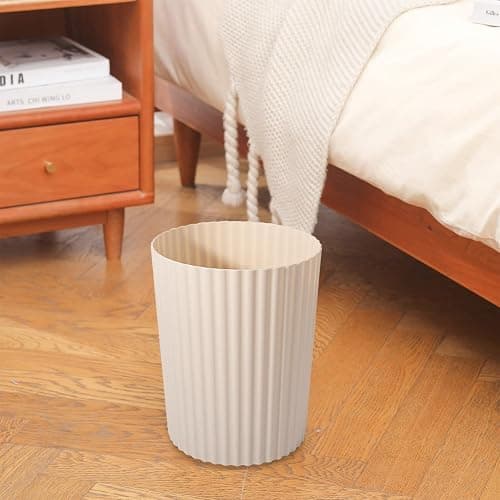 JiatuA Small Trash Can Plastic Wastebasket Round Garbage Container Bin for Bathroom, Kitchen, Bedroom, Home Office, College Dorm, Beige thumbnail 7