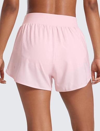 CRZ YOGA Dolphin Flat Waist Athletic Shorts for Women 3" - High Rise Quick Dry for Running Workout Gym Track with Zip Pockets thumbnail 2