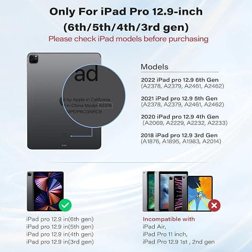 APPS2Car Magic Keyboard for iPad Pro 12.9 inch, Magnetic Floating Case with Backlit Bluetooth Slim Portable Keyboard and Trackpad - White thumbnail 6