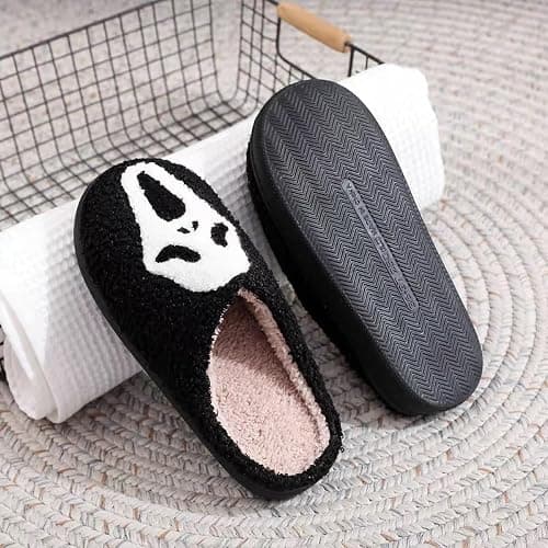 TBAVNOSY Unisex Halloween Slippers Spooky Ghost Slippers Cute Cozy Warm Plush Slip-On House Indoor and Outdoor Shoes thumbnail 3