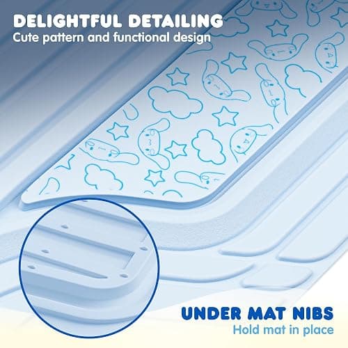 Cinnamoroll Car Mats 4pc Floor Mats for Cars Trucks SUVs Blue Car Floor Mats for Women Men Accessories Rubber Heavy Duty Cute Non-Slip Always Front Rear Hello Kitty Cute Car Accessories Blue thumbnail 7