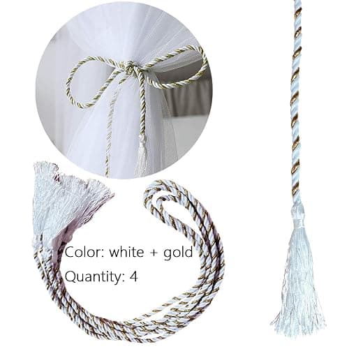 Bed Canopy, Canopy Bed Curtains Bed Drapes for Full Queen King Size Bed Mosquito Net Bed Canopy Curtains for Patio Indoor Outdoor Room Decor Screen Netting Canopy Curtains White thumbnail 4