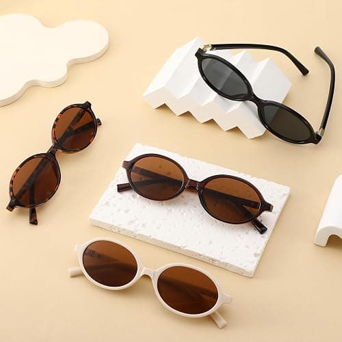 JATEBI 4 Pack Retro Oval/Rectangular Sunglasses for Women Men 90s y2k Small Vintage Style UV Protection Sun Glasses thumbnail 2