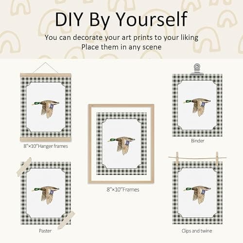 VONTP Hunting Animal Nursery Wall Art Decor, Rustic Turkey Deer Mallard Duck Nursery Prints Poster Wall Decorations for Kids Boys Girls Toddler Room Bedroom Playroom, 8x10 Inch Set of 4 (Unframed) thumbnail 6