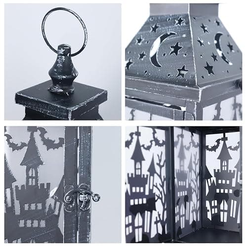 DECORKEY Halloween Decorations Indoor, 15" Decorative Haunted House Candle Lantern with 78" LED Lights(8 Modes), Hanging Spooky Halloween Lanterns for Outdoor Home Room Door Party Decor thumbnail 7