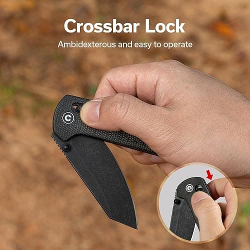 CIVIVI Yonder Small Pocket Knife for EDC, 2.88" 14C28N Blade, Dark Green | Micarta Handle, Crossbar Lock, Ambidextrous Carry, Zac Whitmore Design, Compact Folding Knife for Camping Hiking, C23073B-1 thumbnail 4