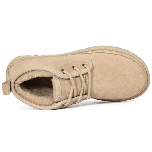 Litfun Fur Lined Ankle Boots for Women Genuine Suede Mini Booties Short Lace Up Snow Boots thumbnail 4