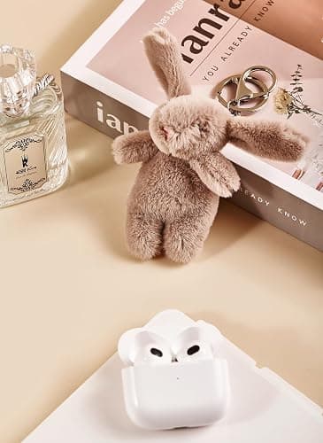 Spenlly Cute Bunny Bag Charm, Kawaii Bunny Keychain 3.5" Inch Mini Rabbit Purse Charm Decoration for Women Girls thumbnail 5