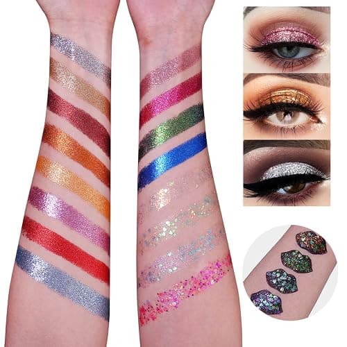UCANBE Pro Glitter Eyeshadow Palette - Professional 16 Colors - Chunky & Fine Pressed Glitter Eye Shadow Powder Makeup Pallet Highly Pigmented Ultra Shimmer for Face Body thumbnail 3