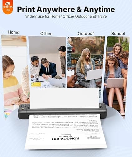 Rongta Thermal Portable Printer Wireless for Travel, F81 Inkless Bluetooth Printer Support A4 & US Letter Size, Compatible with Android iOS App Phone Mac Windows Laptop for Home & Office (Grey) thumbnail 7
