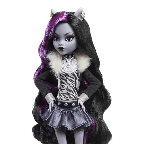 Monster High Reel Drama Doll, Clawdeen Wolf in Black and White, Collectible Reproduction with Doll-Size and Life-Size Posters, Horror Flick Theme thumbnail 3