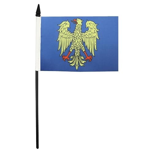 Friuli-Venezia Giulia Table Flag 5'' x 8'' - Italy - Italian Region Desk Flag 21 x 14 cm - Black plastic stick and base - AZ FLAG thumbnail 2