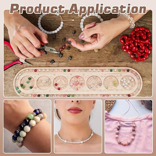 BENECREAT Wood Bead Design Board, Oval Rectangle Bracelet Bead Board with Chakra Pattern Bead Tray for Art Crafts Jewelry Making Beading Supplies, 15.7x3.9Inch thumbnail 5