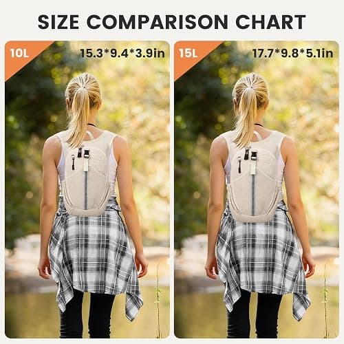 TUIKEN Small Hiking Backpack 15L-Lightweight Packable Foldable Backpack for Travel Camping Outdoor Commute, Compact Rucksack for Women Men(Beige) thumbnail 4