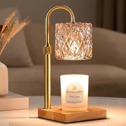 Candle Warmer Lamp with Timer,Wax Melt Warmer Housewarming Gifts for Women | Dimmable Adjustable Height, Vintage Home Decor with Elegant Amber Glass,Candle Warmer for Jar Candles, Sister Friend Gift - Image 1