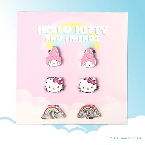 Sanrio Hello Kitty and Friends Clip On Earrings 3-Pack Official License - Rainbow, My Melody and Hello Kitty Earrings thumbnail 4
