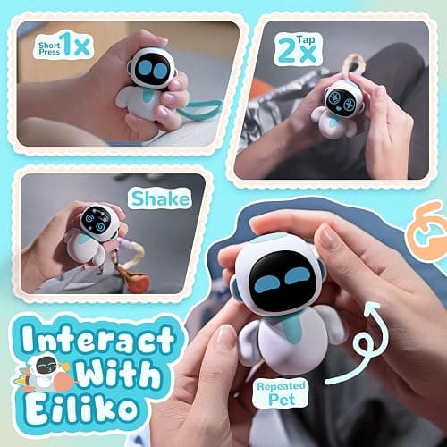 ENERGIZE LAB Eiliko Aquamarine - Your Tiny AI Charm Robot That Matches Every Daily Outfit, Fun Electronic Pendant Toys, for Couples and Best Friends. thumbnail 2