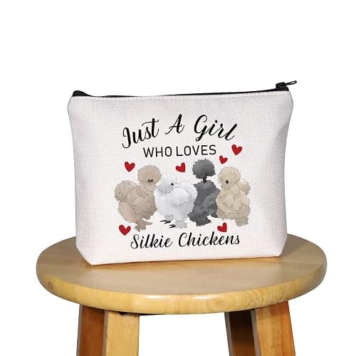 G2TUP Silkie Chicken Lover Gift Who Loves Silkie Chickens Makeup Bag Silkie Chicken Owner Cosmetic Bag Crazy Chicken Lady Zipper Travel Bag (Who Loves Silkie Chickens White Bag) thumbnail 7