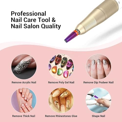 MelodySusie Professional 5 in 1 Nail Drill Bits, 3/32'' Carbide Tungsten Multi-function Bits, Suitable for Manicure Pedicure Cuticle Gel Polishing, Technicians Bits, Purple, Series Bit-M, Fine thumbnail 7