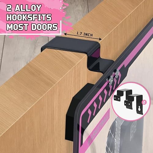 Basketball Hoop Indoor Kids Girls Pink - Mini Over The Door Basketball Hoops with Electronic Scoreboard Toys & 3 Balls, Unicorn Birthday Gifts Age 5 6 7 8 9 10 11 12 Year Old Girls thumbnail 5