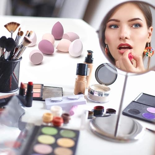 Beauty Blender, 8 Pièces éponge Fond de Teint éponge Maquillage pour Fonds de Teint, Poudres Liquides, Etc, éponge de Maquillage Existe en 3 Formes-Violet (Rose) thumbnail 6