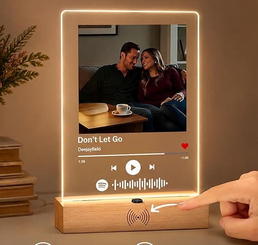 Custom Song Plaque with Built-in Music Player & Motion Sensor Light, Personalized Photo Music Plaque Gift for Girlfriend Boyfriend, Anniversary Birthday Wedding Valentine's Day Gifts - Image 1
