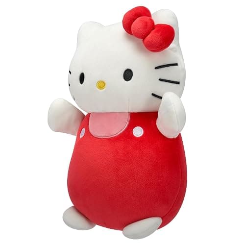Squishmallows Original Sanrio 10-Inch Hello Kitty in Red and Pink Overalls HugMees - Medium-Sized Ultrasoft Official Jazwares Plush thumbnail 5