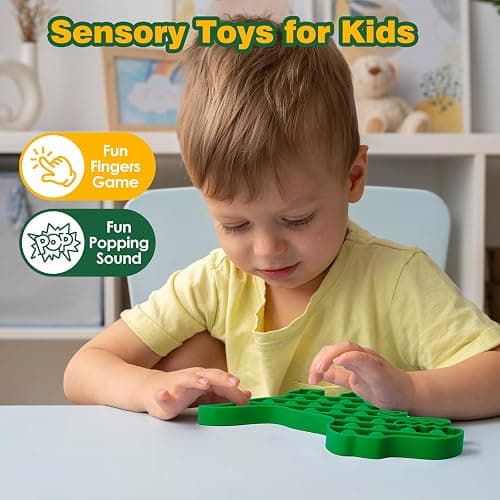 Pop Fidget Toys for Kids, Fidget Poppers Toys Sensory Squeeze Bubble Popping Toys for Toddlers, Silicone Animal Dinosaur Pop Anxiety and Stress Relief It for Boy Girls (Green Dinosaur) - Green Dinosaur thumbnail 4