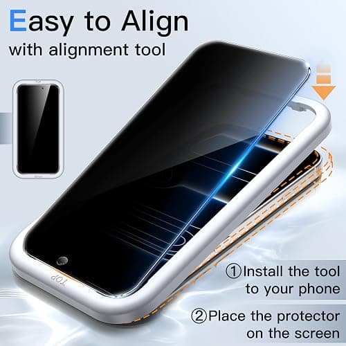 JETech Privacy Screen Protector for iPhone 17 Pro, 2-Pack | Anti-Spy Privacy Protection, Tempered Glass, Easy Installation Tool, Anti-Scratch Design thumbnail 4