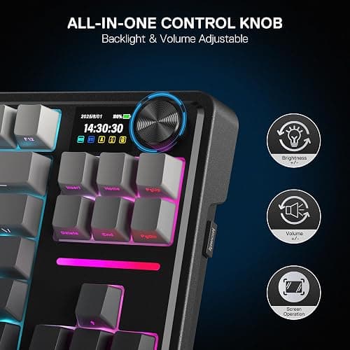 Redragon K743 PRO GB 80% Gasket RGB Gaming Keyboard Hype 1.14’’ TFT Screen & Knob, 84 Keys Mechanical Keyboard, 5-Layer Noise Dampening, Hot-Swap South-Facing Socket, Gradient PBT Keycaps, US LAYOUT thumbnail 6